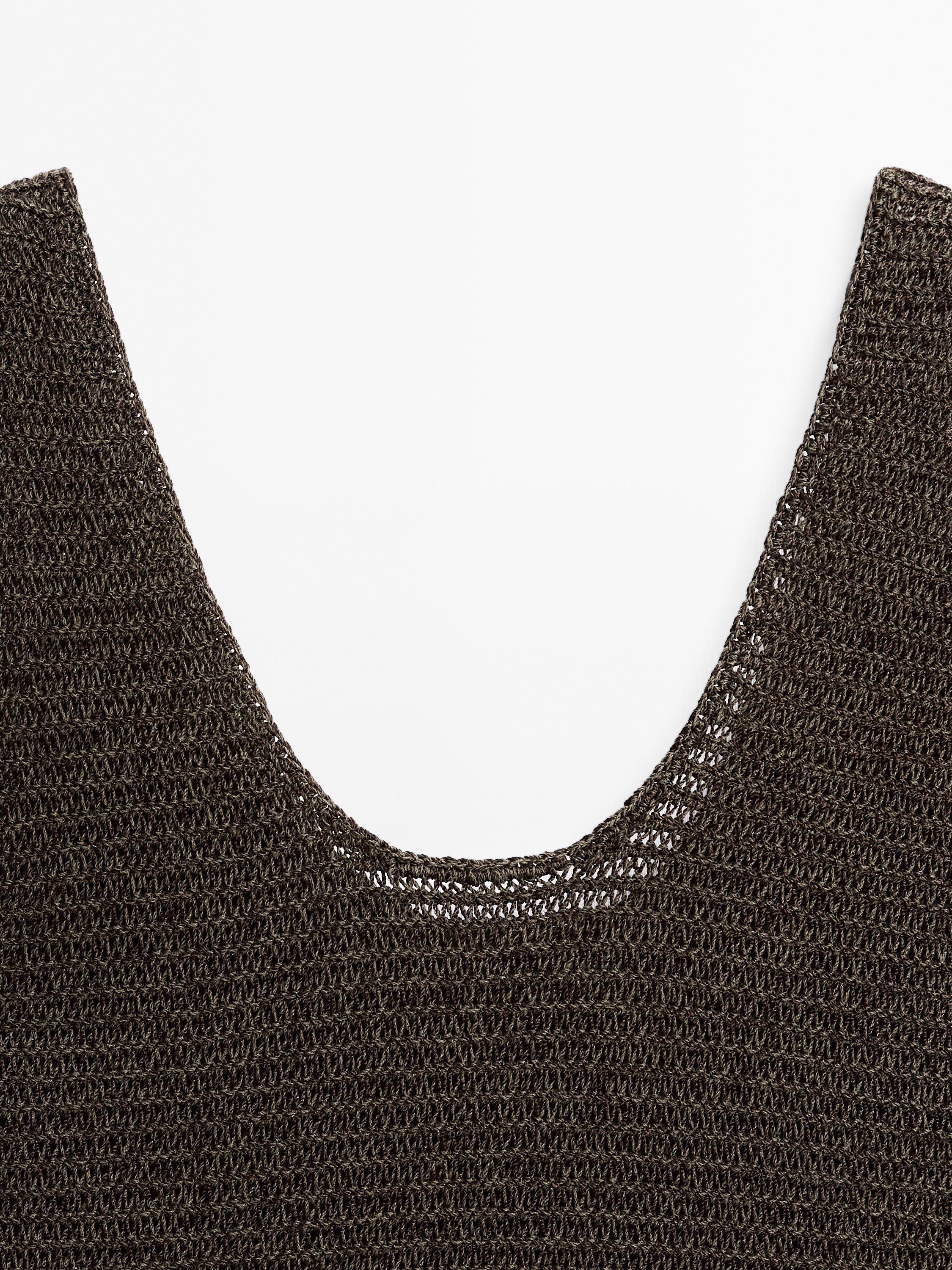 Top coton en maille à col rond